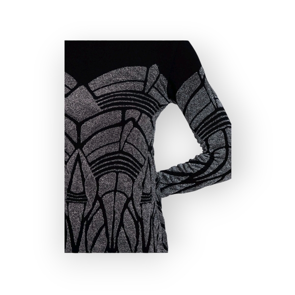 Alberto Fermani Black and Silver Long Sleeve Dress - Picture 6 of 10